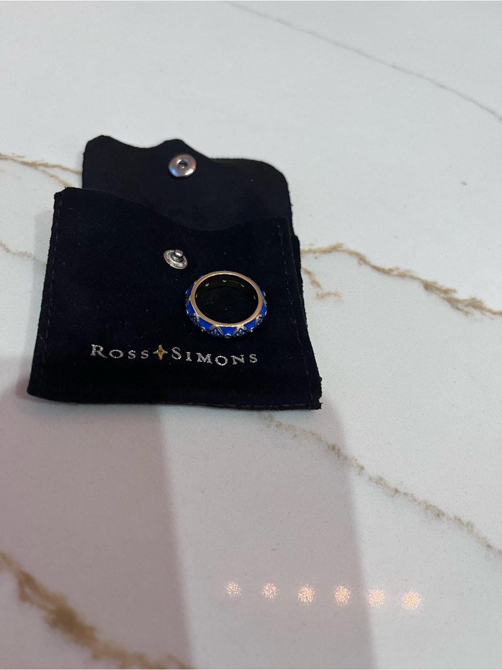 Ross-Simons Blue Enamel and Gold Fleur-de-Lis Ring with Sapphire Accents - Picture 3 of 5